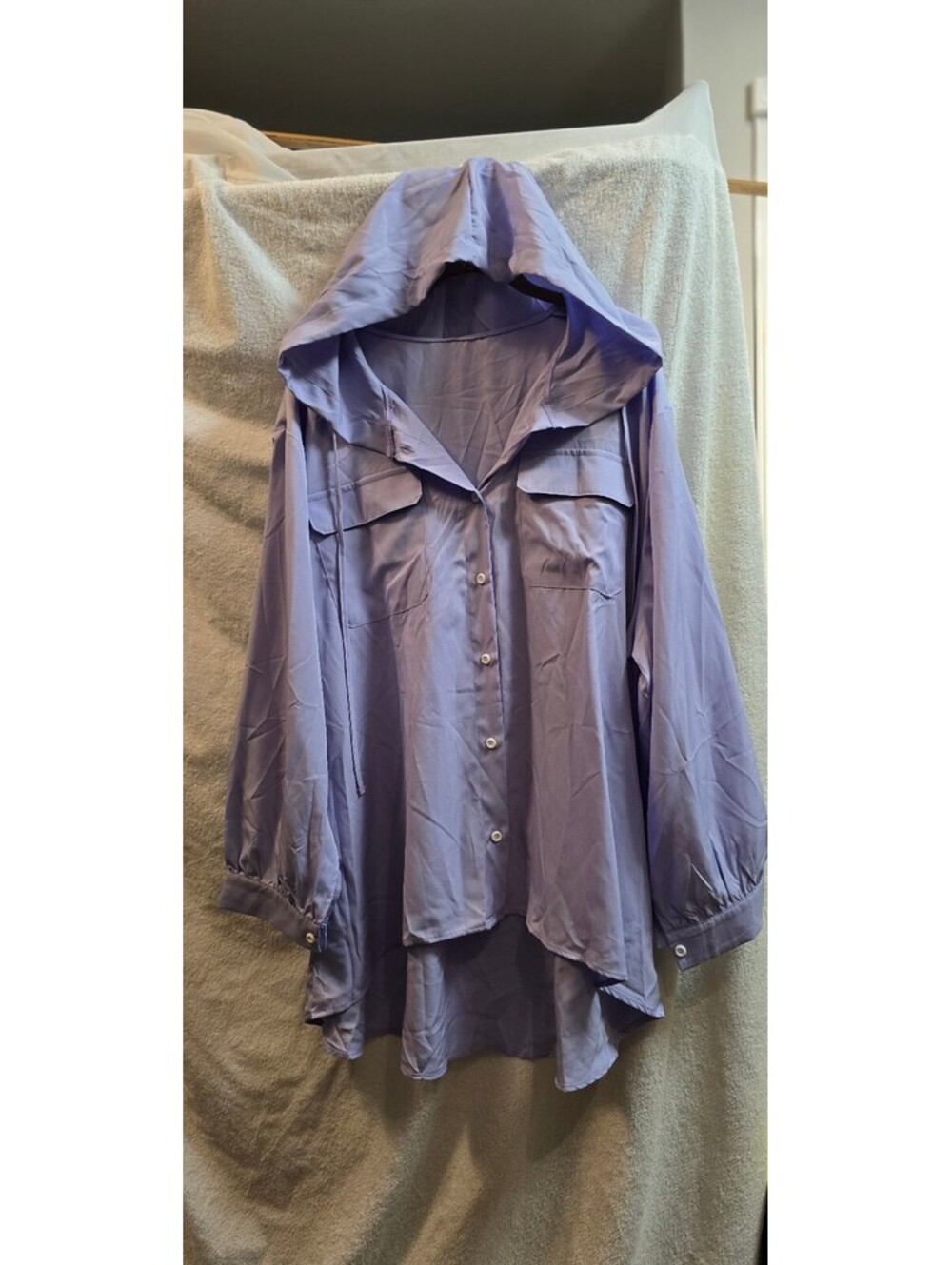Lavender hooded button-front jacket Womens 22-24